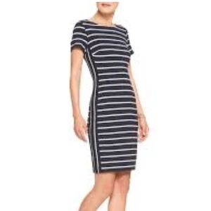 3/$25 75 Banana Republic Striped Bodycon Dress 2 Navy White Short Sleeve Mini XS